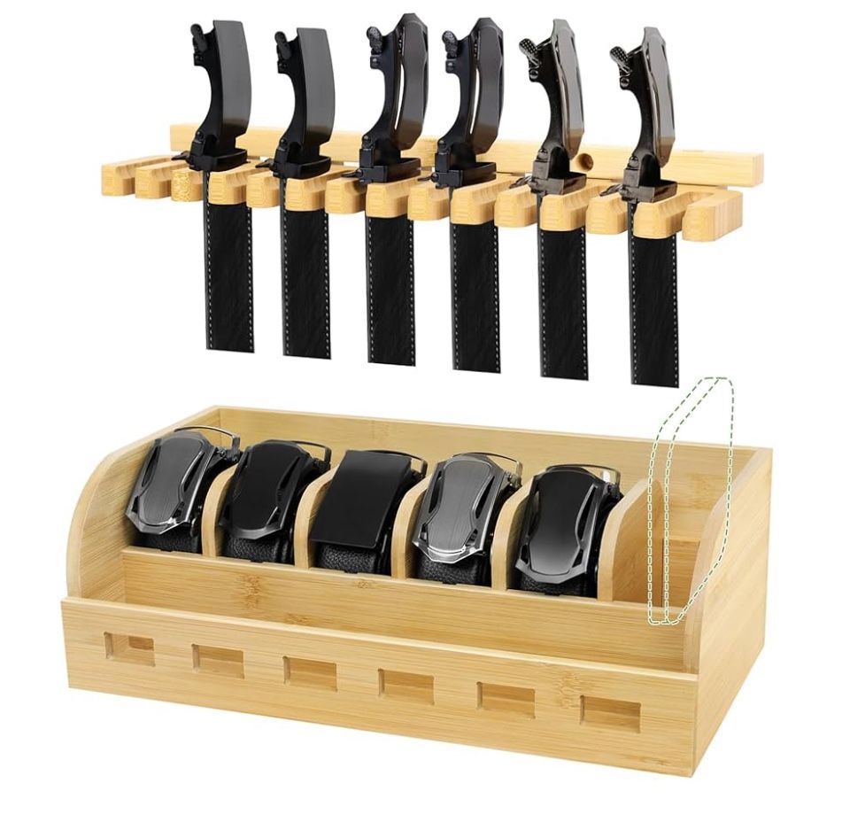 New In Box!! Bamboo Belt Organizer For Closet Shelf Or Drawer (Holds Up To 20 Belts) $25 (#465)
