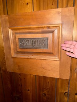 Nice brass and wood antique sign