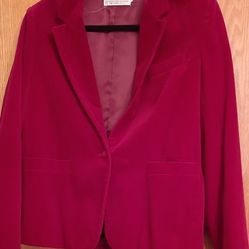 Vintage Chaus Raspberry Red Velor Blazer Size 14