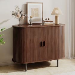 Sideboard Cabinet with Storage, 40" Fluted Cabinet with Sliding Door & Adjustable Shelf, Modern Accent Coffee Bar Console Table for Kitchen, Entryway,