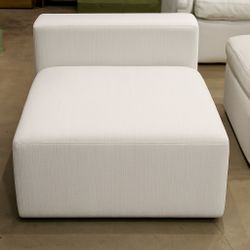 33” Modern Armless Modular Chaise Lounge in White Textured Fabric – Deep Seat Sectional Piece