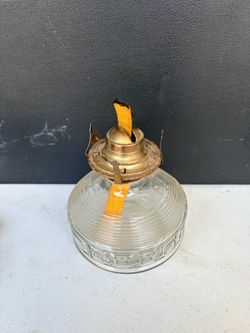 Glass Oil Lamp Base with Brass Burner