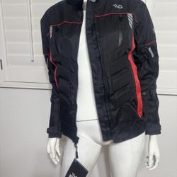 New small black red Men’s Motorcycle Jacket coat WD Motorsports Vegas 2.0
