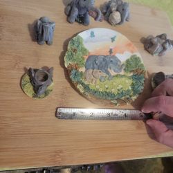 Miniature Elephant Resin Tea Set