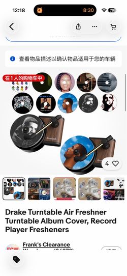 Drake Turntable Car Air Freshener Vinyl Record Player Rotating Dashboard Vent Clip Perfume Diffuser Decor