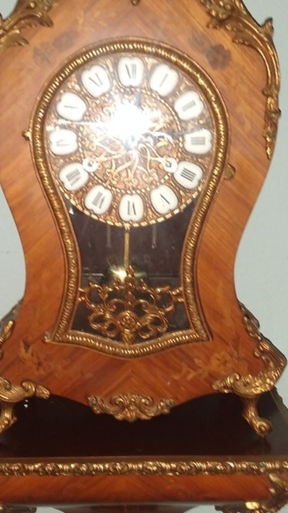 BEAUTIFUL GERMAN FHS FRANZ HERMLE & SONS PENDULUM MANTEL CLOCK 151-080 W/SHELF