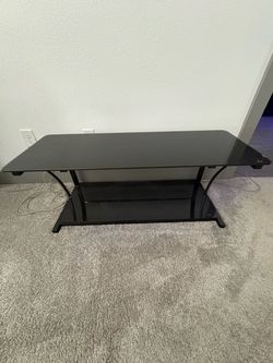 Black glass tv stand