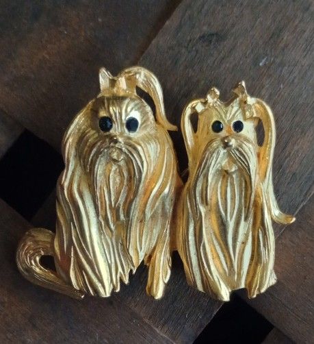 Vintage Dog Brooch/ Pin Maltese or Yorkshire By Bob Mackie