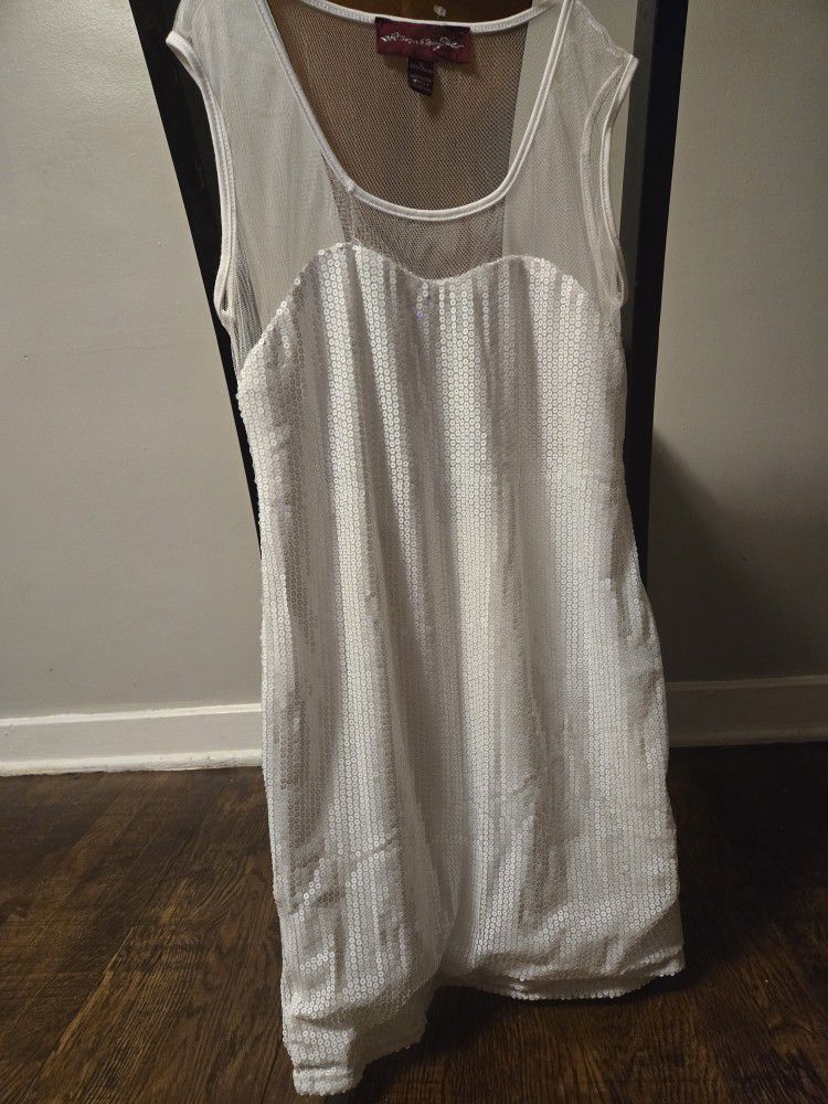 White Sequence Dress New