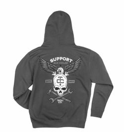 TROLL CO SUPPORT BLUE COLLAR HOODIE EAGLE OVER SKULL 2XL
