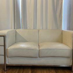 white leather sofa