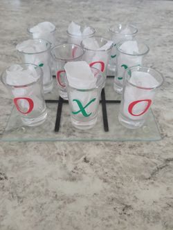 Glass Shot Glass Tic Tac Toe Game