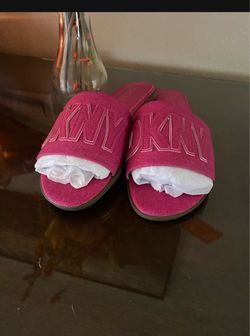 New DKNY Logo Slide Sandals Pink