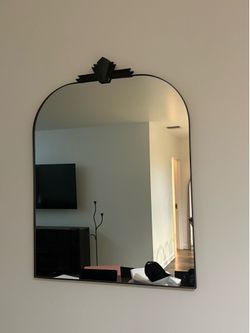 Art Deco Arch Wall Mirror – Black Frame