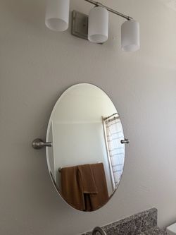 Oval Frameless Tilting Bathroom Mirror Brushed Nickel
