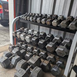 5-90lb Hex Dumbbell Set With Rack 1211lbs DELIVERY AVAILABLE