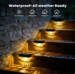 Solar Deck Lights Outdoor, Solar Step Lights Waterproof, 10Pack Warm White
