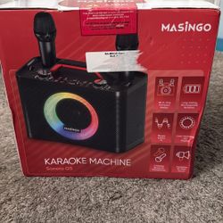 MASINGO New Karaoke Machine for Adults and Kids with 2 Wireless Microphones, Portable Bluetooth Singing Speaker, Colorful LED Lights, PA System, and T