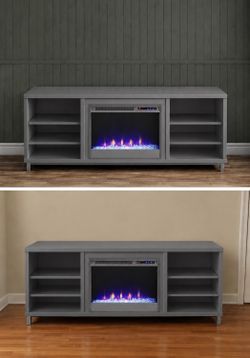Ameriwood Home Lumina Fireplace TV Stand gray colored