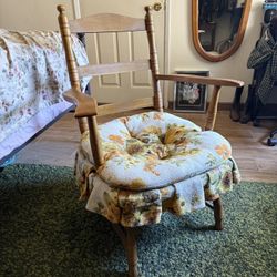 Vintage Antique Wood Floral Rocking Chair