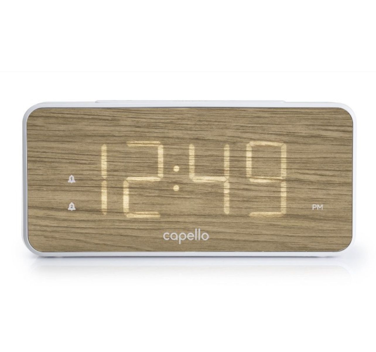 Extra Large Display Digital Alarm Clock White/Pine - Capello