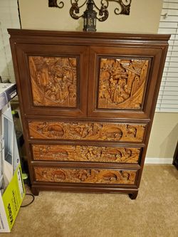 ANTIQUE ASIAN CARVED DRESSER