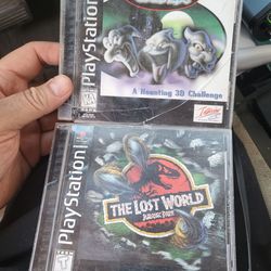 Two PlayStation 1 games Jurassic Park the Lost World Casper a haunting 3D challenge