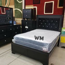 Micah Black LED Panel Bedroom Set (Queen and King Bed Frame