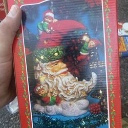 Christmas Ceramic Crescent Santa