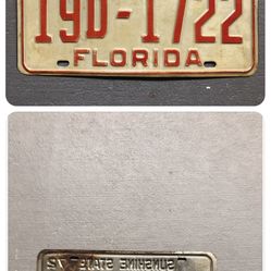 Vintage 1972 Florida License Plate 
