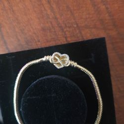 Stainless steel gold color sparkling infinity heart clasp snake chain bracelet