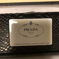 Prada Black Snake Skin Inner Leather Women’s New Original Clutch Wallet 