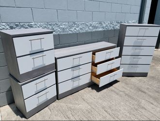 DRESSER, CHEST AND TWO NIGHSTANDS