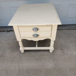 Vintage Wood Single Drawer Side Table 27" X 22" X 21" High. 