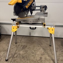 DEWALT 15 Amp Corded 12 in. Single Bevel Compound Miter Saw with 500 lbs. Capacity Compact Miter Saw Stand