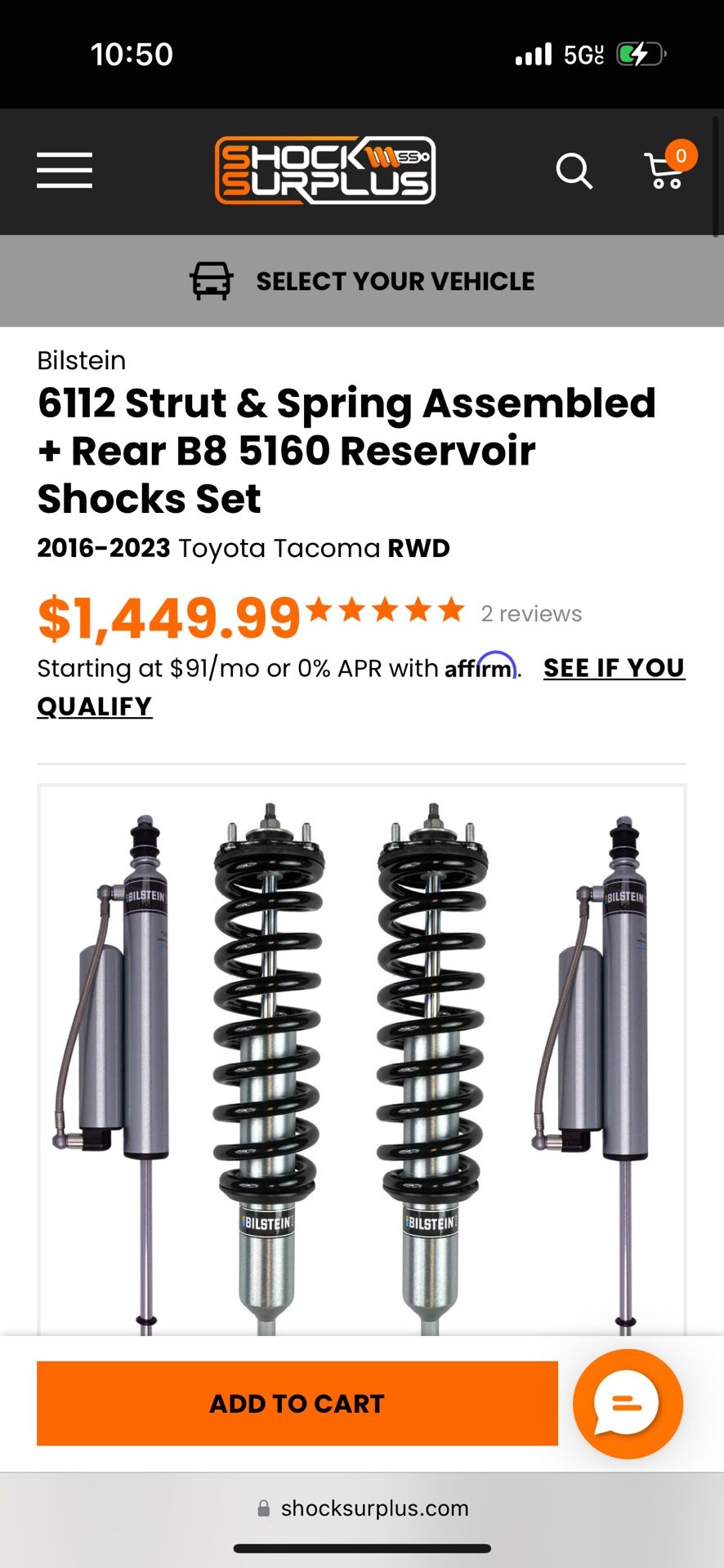 Tacoma Bilstein 6112 5160