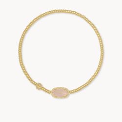 Kendra Scott Grayson Gold Stretch Bracelet in Rose Quartz