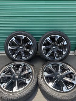 Cadillac Escalade IQ 24” OEM Machined Polished Gloss Black Wheels and Tires