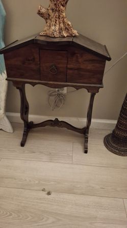 Antique Sewing Box Side Table
