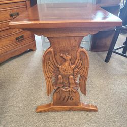 Solid Cherry Table W Carved Eagles