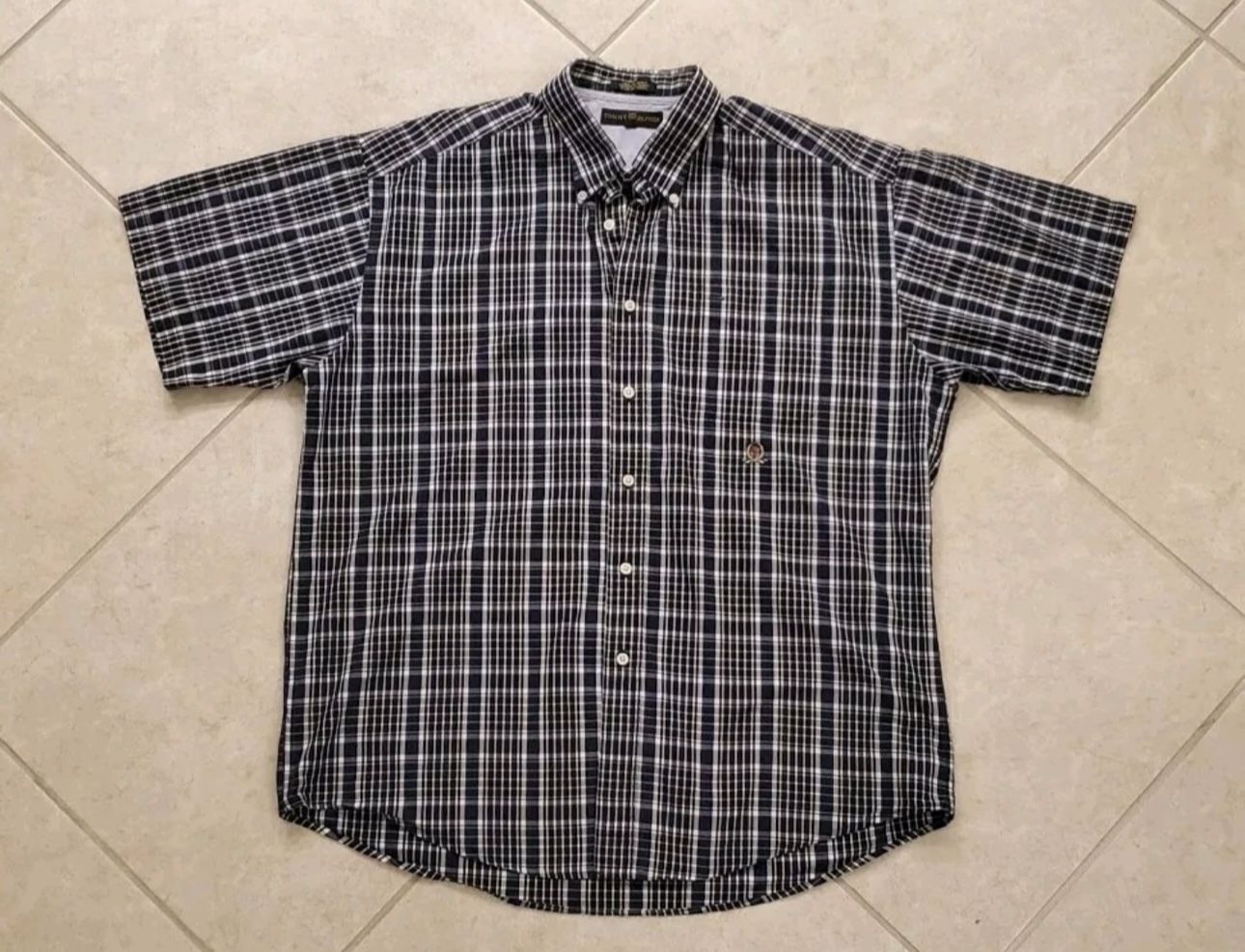 Men's Tommy Hilfiger Short Sleeve Button Front Shirt Size XL Blue