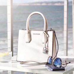 NWT Michael Kors Mercer MD Pebbled Leather Crossbody Shoulderbag Handbag white