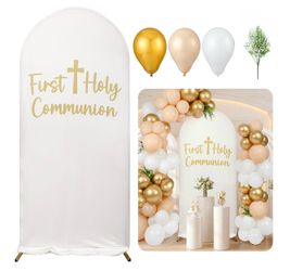 7.2ft First Holy Communion Elastic Polyester Arch Cover & Balloon Garland Arch Kit