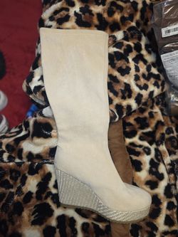White Suede Wedges New