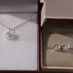 BEAUTIFUL MATCHING CUBIC ZIRCONIA EARRINGS AND NECKLACE $45