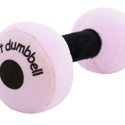 June Garden 6" My First Dumbbell - Plush Baby Rattle Toy - Safe Soft Barbell Workout Toy for Infants Boys and Girls - Pink