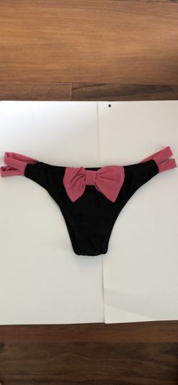 NEW bikini bottoms black pink bow style size S/M