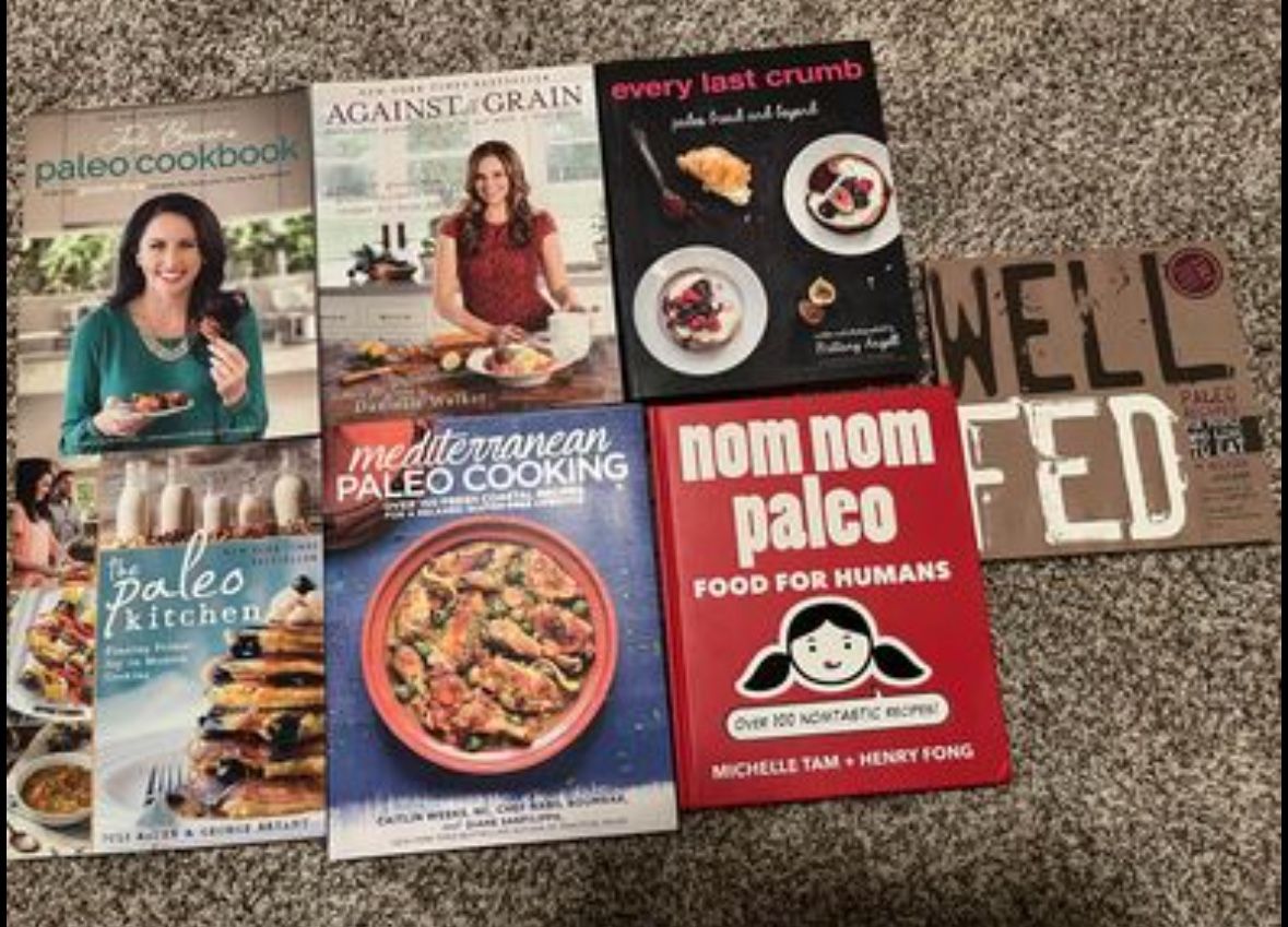 7 paleo cookbooks, excellent condition