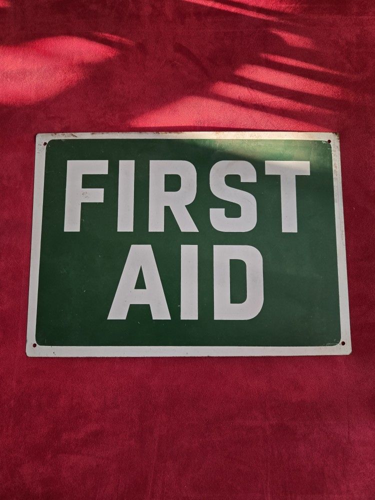 First Aid Metal Tin Sign.