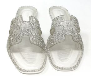 STEVEN by Steve Madden Andrian Women's Size 7 Clear Crystal Slide Sandal Shoes